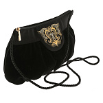 -2000356929510 Сумка "Фатиния" бархат + креп черн Разм. 15*26*4 Мод. 469 Рис.1397А 1.3.11