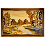 0072595 Картина (янтарная крошка)  "ИЗЛУЧИНА РЕКИ" 102*66см 0051666