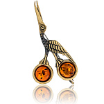 0059723/2121.4 Брошь Ножницы ЖУРАВЛЬ (коньячный)