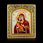 0066545-0043 Икона рукописная Владимирская Божия Матерь перламутр 150-180 мм рама сус зол