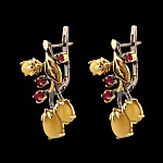 821929/фианит/8,39г  Серебро 925* СЕРЬГИ вст.Янтарь фианит