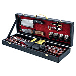 300855-Шашлычный Набор для пикника в кожаном футляре (мини)