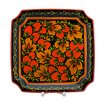 0076065 Хохлома ТАРЕЛКА  КЛУБНИКА 23*23 см