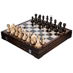 201387 ШАХМАТНЫЙ ЛАРЕЦ , мореный дуб, 42*42*8 см