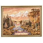 0090351--НП Картина янтарная "ВОДОПАД В ГОРАХ" 80*60 см