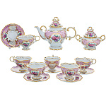 0059201 Гжель Чайный СЕРВИЗ чайный "ЯБЛОНЕВЫЙ ЦВЕТ"  14 пр. Авт. Тарыгин М. В.