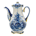 Кофейник "Тюльпан". Гжель в золоте