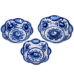 0072915 ГЖЕЛЬ Набор салатников ДАЧНЫЙ круглый  3 шт  в коб 