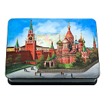 0072488 ШКАТУЛКА с художественной росписью МОСКВА лето перламутр15*11*3,5 см