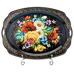 Поднос с авторской росписью "Цветы" 40х30 см