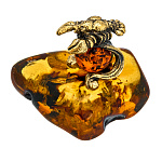 300661-Сувенир из Янтаря Знак Зодиака "РАК"(бронза+янтарь)