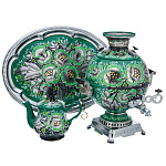 0074801 Самовар электрический "ЦВЕТЫ"5 л овал поднос