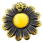 0051004/836.4 Брошь Ромашка с божьей коровкой (белый)