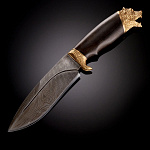 0058232 Оружие сувенирное Нож "Медведь" дамаск, дерево, латунь, в П/У