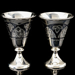 0040407 Серебро 875* НАБОР СТОПОК 2 шт.гравировка, чернение серебра в П/У