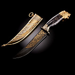 22104 Златоуст Оружие сувенирное НОЖ "Медведь" позолота, ц/мет ножны в ПУ