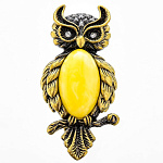 0045401/1666.4 Брошь Филин на ветке (белый)