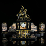 9167/3709 Нат.камень Настольный набор "Георгий Победоносец" Яшма (3709)