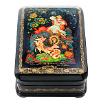 0060949/15*10см  Лаковая миниатюра Палех ШКАТУЛКА "Перо Жар-птицы" Логинов