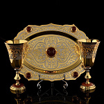 0044443 Златоуст НАБОР ПИТЕЙНЫЙ (поднос+2стопки) Сердолик