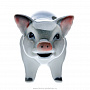 Статуэтка свиньи "Кабанчик". Гжель в цвете (серый), фотография 2. Интернет-магазин ЛАВКА ПОДАРКОВ
