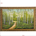 25362/1501 Нат.камень КАРТИНА "Церковь у озера" 40-60см багет (1501)