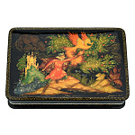 0071589/15*10см  Лаковая миниатюра Палех ШКАТУЛКА "Жар-птица" Модина