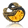 Брошь с янтарем "Лебедь", фотография 2. Интернет-магазин ЛАВКА ПОДАРКОВ