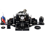 0011835/обсидиан Нат.камень Настольный набор "Президентский "ЛЕВ" Обсидиан, 14 предметов