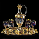 0036040 Златоуст Набор для ликера "ОЛЕНИ":6фужеров на блюде в ПУ