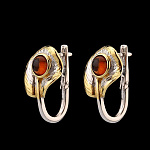 821933/7,00 сред.вес  Серебро 925* СЕРЬГИ вст.Янтарь 