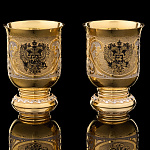 Набор из 2-х стопок с позолотой "Герб РФ". Златоуст