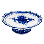 Тортница фарфоровая с росписью. Гжель