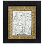 0069066 ИКОНА Гальванопластика "ТРОИЦА"серебрение, багет дерево 16*18,5 см