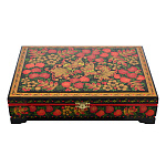 Шкатулка для документов "Птица и малина". Хохлома