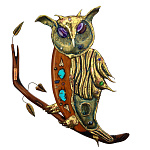 0044101/50*35см Бронза, Скульптура "ФИЛИН", дерево каури, самоцветы