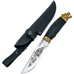 300887 Оружие сувенирное Нож "Волк"сталь,латунь, в кож. ножнах, в шкатулке 