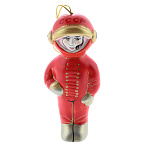 0072730 Керамика Елочная игршка  "КОСМОНАВТ"  6*4,5*13см красный