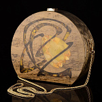 0060202 Сумочка дамская "Тюльпан" Карельская береза (тонировка) Янтарь 