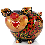 0039511  Хохлома Сувенир КОПИЛКА "ВЕСЕЛЫЙ СВИН" керамика  