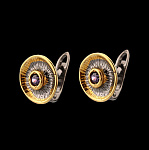 821939/фианит/3,25г  Серебро 925* СЕРЬГИ вст.Янтарь фианит р/п