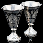 0055817 Серебро 875*НАБОР СТОПОК 2шт  гравировка, чернение серебра 106,6гр 106,6