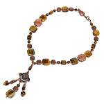  Бусы из натурального камня ТИГРОВЫЙ ГЛАЗ /бронза 45см