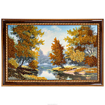 Янтарная картина "Рассвет на реке" 102х66 см