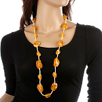 0039352  БУСЫ на тесемке (янтарь заливка)