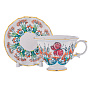 Чайная пара "Лягушка". Гжель в цвете и золоте, фотография 1. Интернет-магазин ЛАВКА ПОДАРКОВ