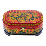 310021  Хохлома Шкатулка "Цветы" Р5 Н 0006 овал