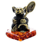 0058658/1037 Сувенир Мышь Герман с ложкой (коньячный)