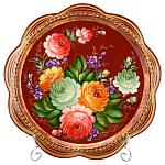 Поднос с авторской росписью "Цветы" 34х34 см