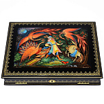 0061004 Лаковая миниатюра Шкатулка для документов "ЖАР-ПТИЦА" 34*25см (1337-1)